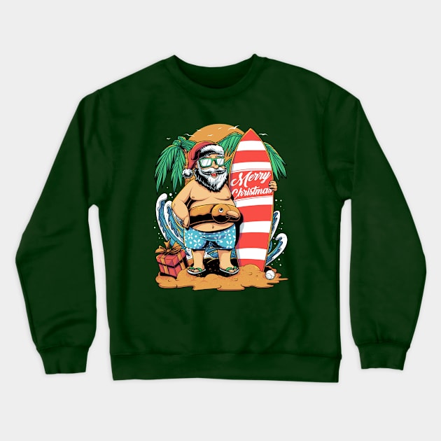 Vintage Beach Santa Crewneck Sweatshirt by BDAZ